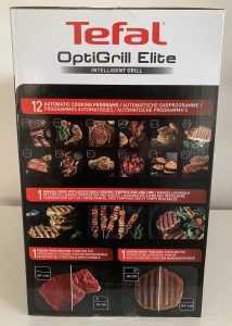 Tefal OptiGrill Elite GC750D16 Kontaktgrill im Karton von links