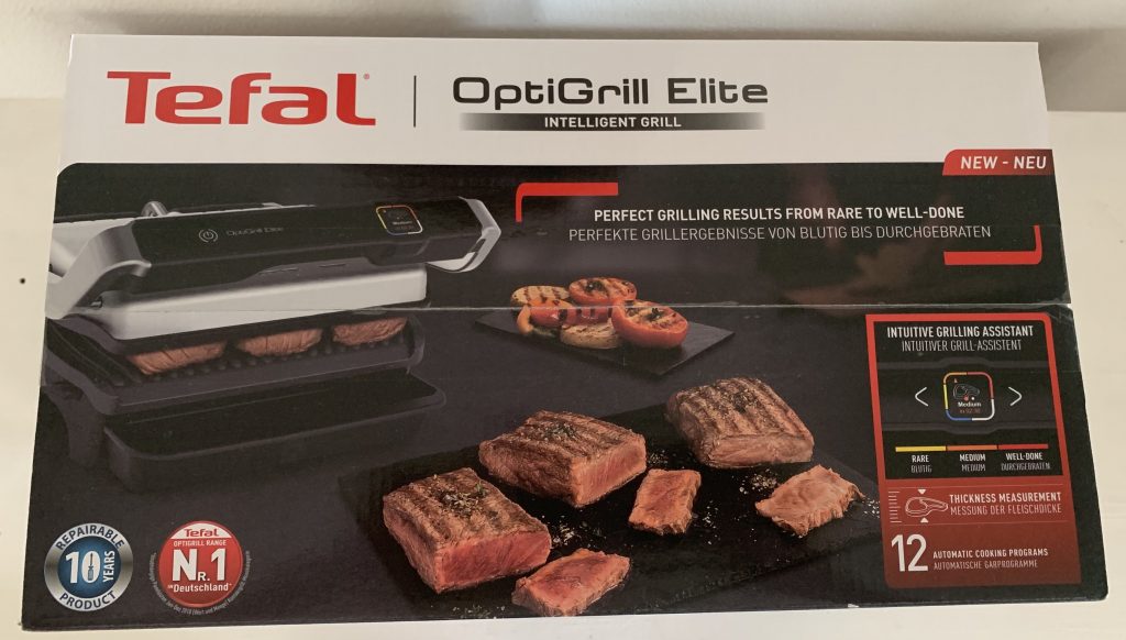 Tefal OptiGrill Elite GC750D16 Kontaktgrill im Karton von oben
