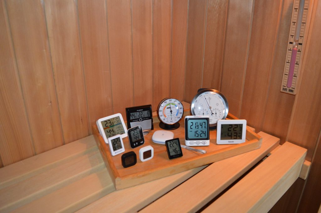 Hygrometer-Test-Testaufbau Sauna