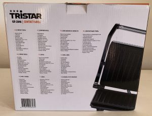 Tristar GR-2846 Kontaktgrill im Karton von hinten