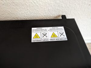 Warnhinweis der Toshiba MV-AM20T Mikrowelle