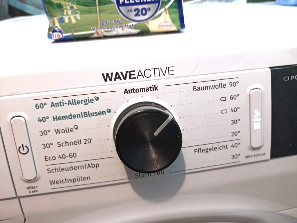 Weißer Riese Univeral Megaperls Waschmittel, Einstellung Warmwäsche 60 Grad