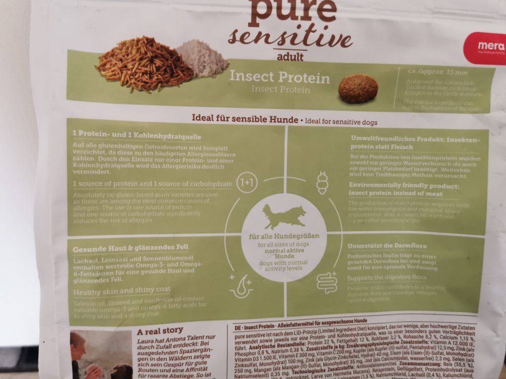 mera Pure Sensitive Insect Protein Hundefutter Beutel Detail