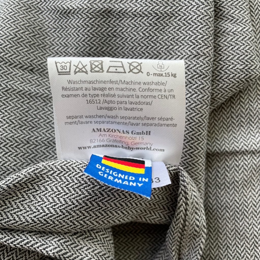 AMAZONAS Carry Sling Babytragetuch Etikett Rückseite