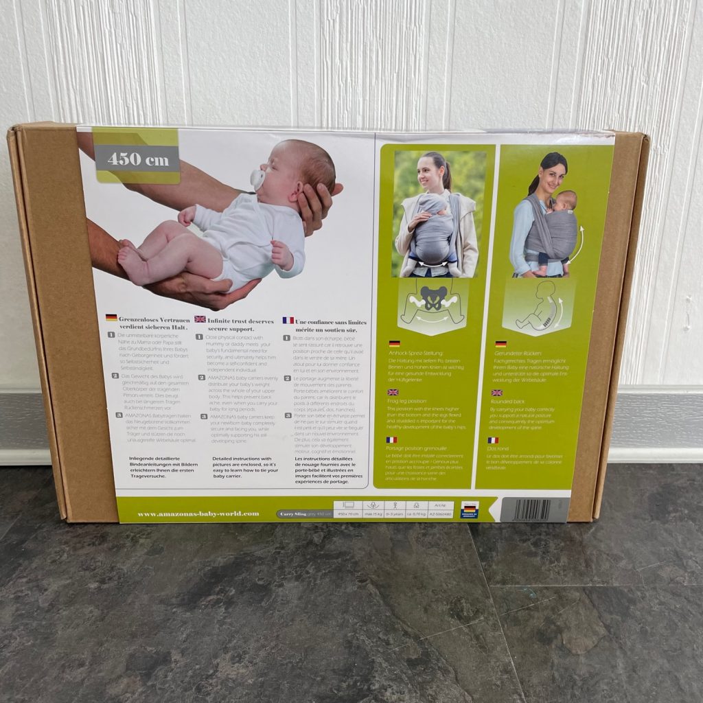 AMAZONAS Carry Sling Babytragetuch Verpackung Rückseite