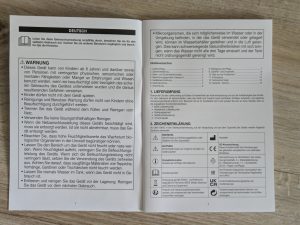 Anleitung des Beurer LB 37 Luftbefeuchters geöffnet