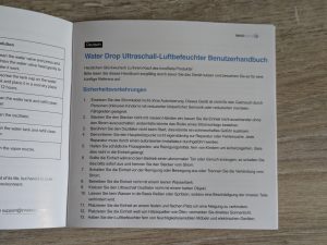 Anleitung des InnoBeta Waterdrop 2.0 Luftbefeuchters geöffnet