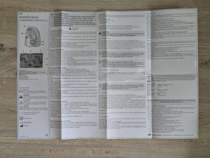 Anleitung des Medisana 60065 Luftbefeuchters geöffnet