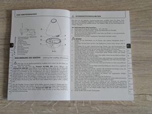 Anleitung des Promed AL-1300 WS Luftbefeuchters geöffnet