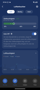 App des Levoit Dual 200S Luftbefeuchters, Einstellungen