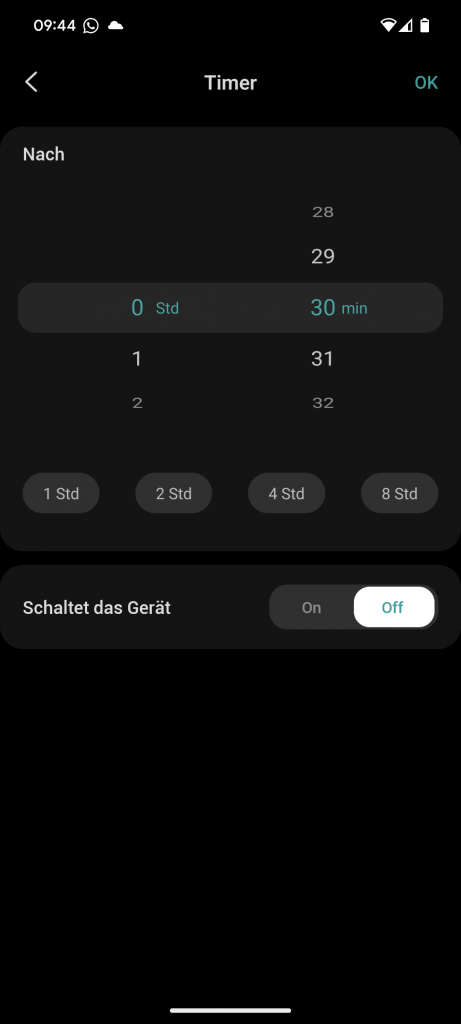 App des Levoit Dual 200S Luftbefeuchters, Timer (2)