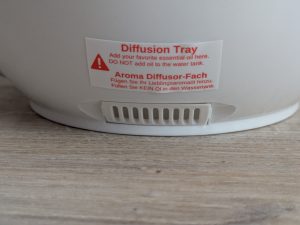 Aromafach des InnoBeta Waterdrop 2.0 Luftbefeuchters geschlossen