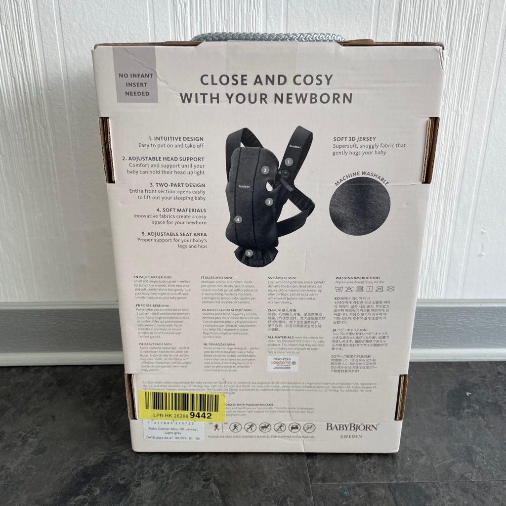 BabyBjörn Mini Babytrage Verpackung Rückseite