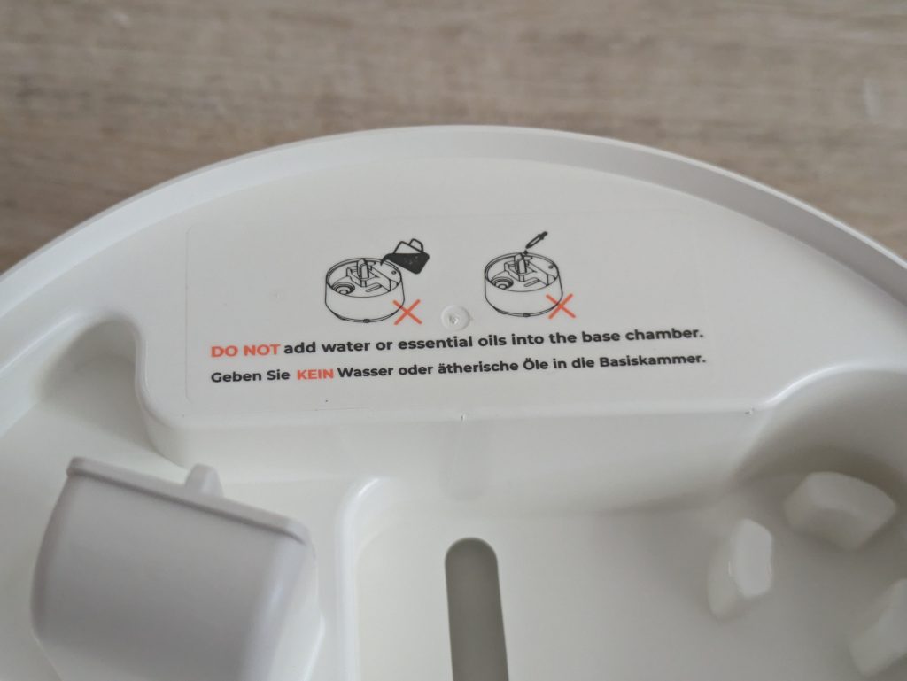 Basis des Homvana H101 Luftbefeuchters in der Nahansicht