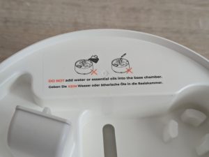 Basis des Homvana H101 Luftbefeuchters in der Nahansicht