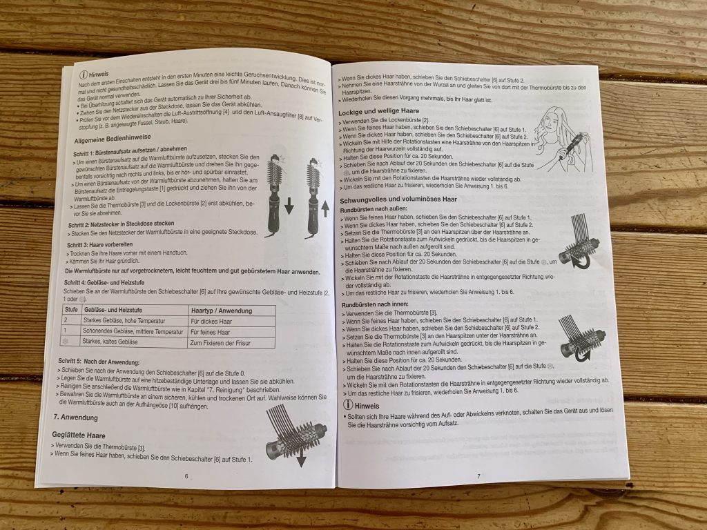 Beurer HT 80 Warmluftbürste Bedienungsanleitung von innen