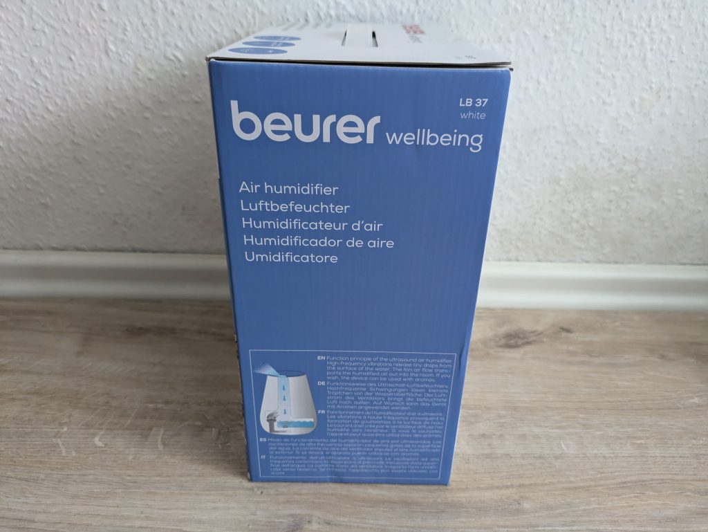 Beurer LB 37 Luftbefeuchter Verpackung von der Seite