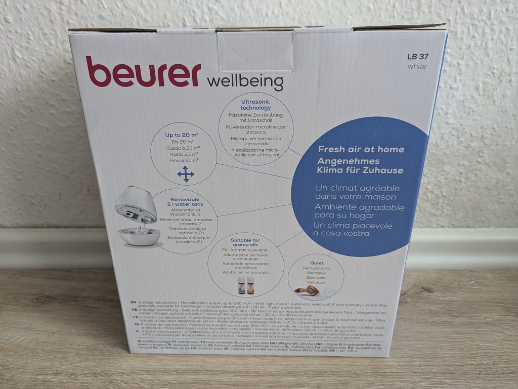 Beurer LB 37 Luftbefeuchter Verpackung von hinten