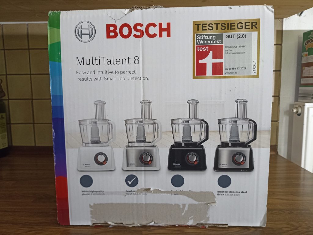 Bosch MultiTalent 8 MC812S814 Küchenmaschine, Verpackung Oberseite