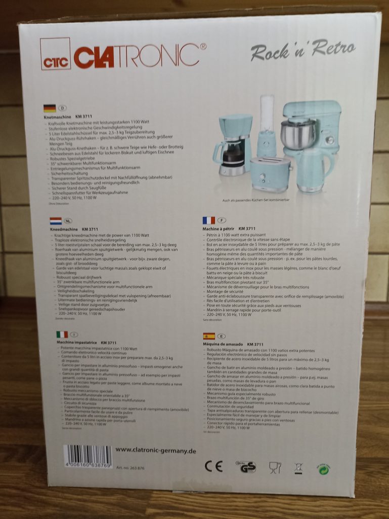 Clatronic KM 3711 Küchenmaschine, Seitenansicht 2