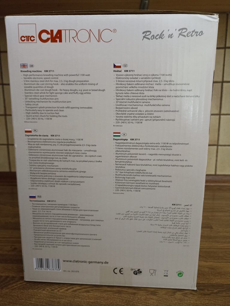 Clatronic KM 3711 Küchenmaschine, Verpackung Seitenansicht 1