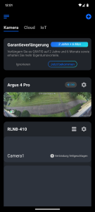 Dashboard der Reolink Argus 4 Pro+ Überwachungskamera