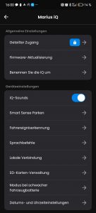Einstellungen der Nextbase IQ Dashcam