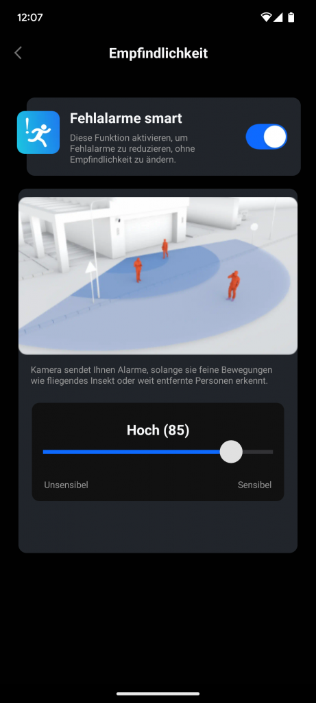 Empfindlichkeit der Reolink Argus 4 Pro+ Überwachungskamera (2)