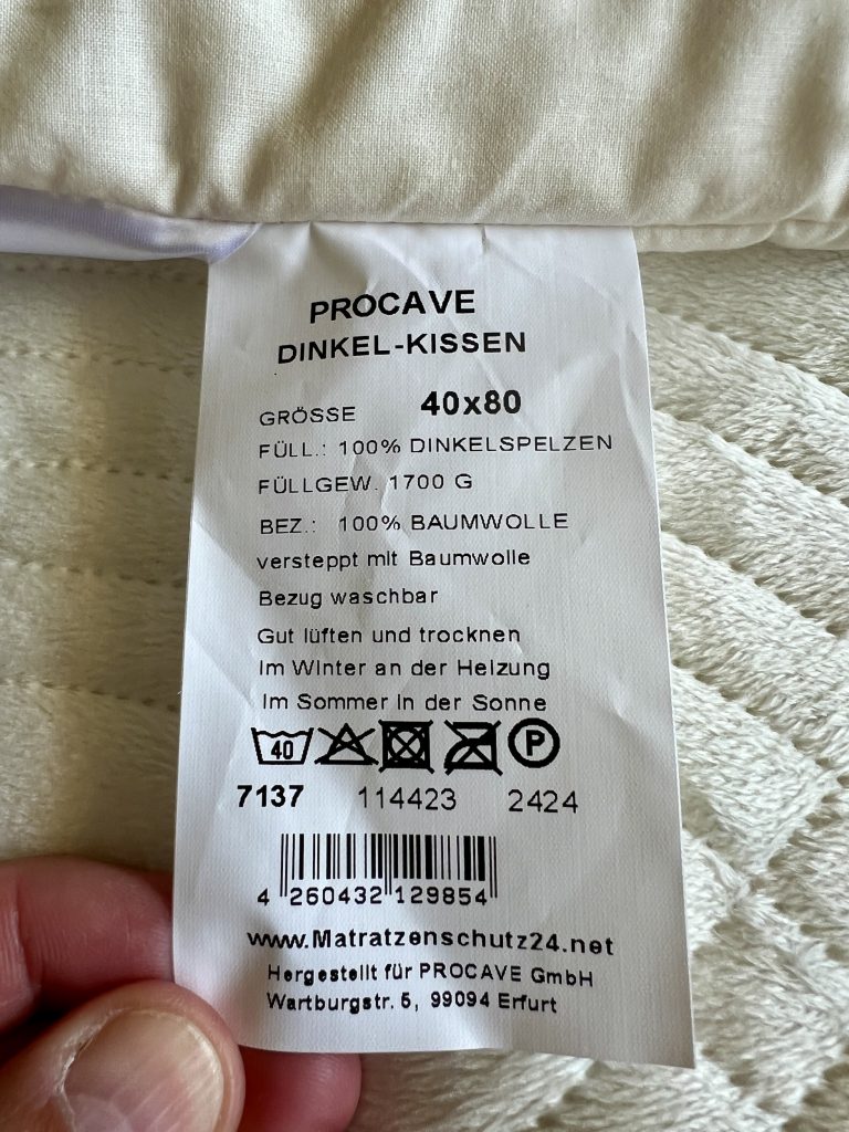 PROCAVE Kopfkissen Gebrauchshinweise