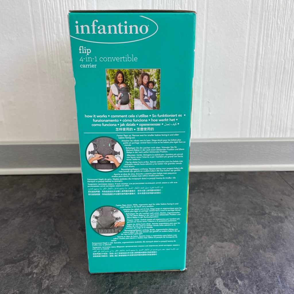 Infantino Flip Advanced Babytrage Seitenansicht Verpackung