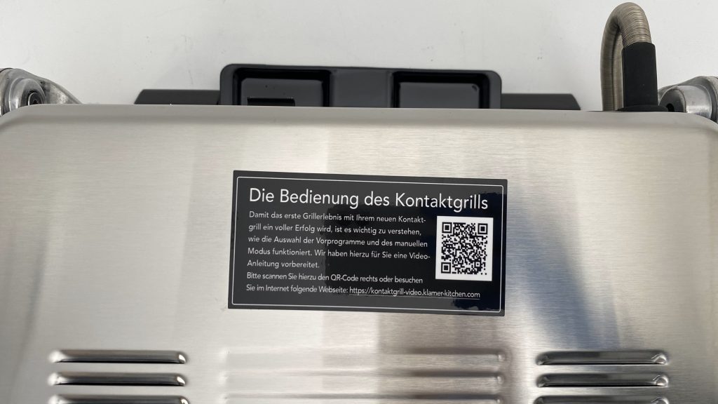 Klamer-Kontaktgrill Hinweis
