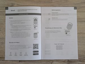 Kurzanleitung des Levoit Dual 200S Luftbefeuchters geöffnet