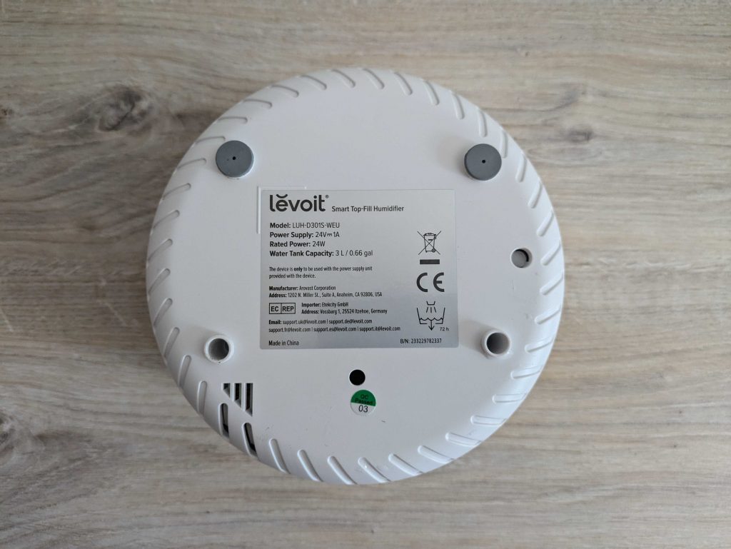 Levoit Dual 200S Luftbefeuchter von unten