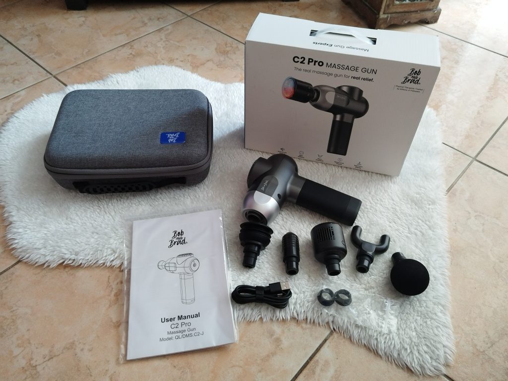 Lieferumfang-der-Bob-and-Brad-C2-Pro-Massagepistole