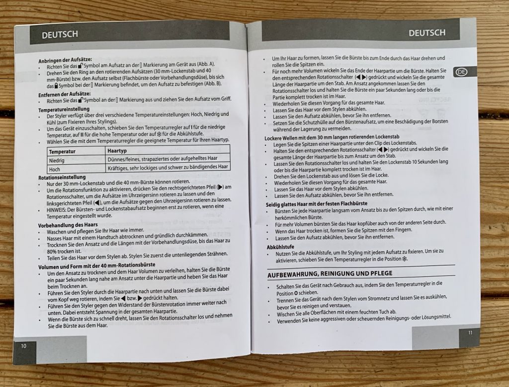Remington AS8606 Warmluftbürste geöffnete Bedienungsanleitung