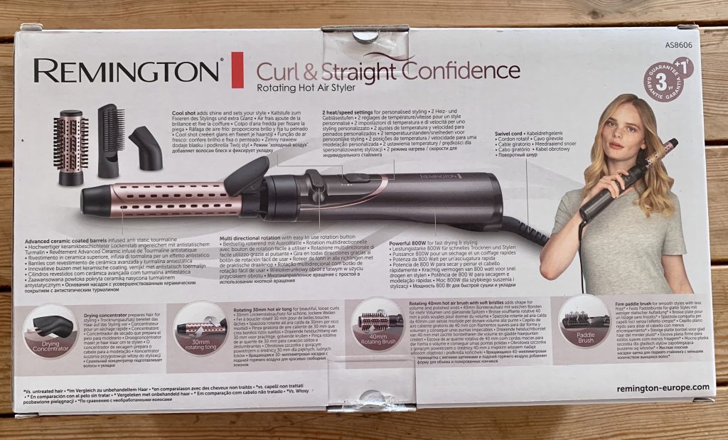 Remington AS8606 Warmluftbürste im Karton von hinten