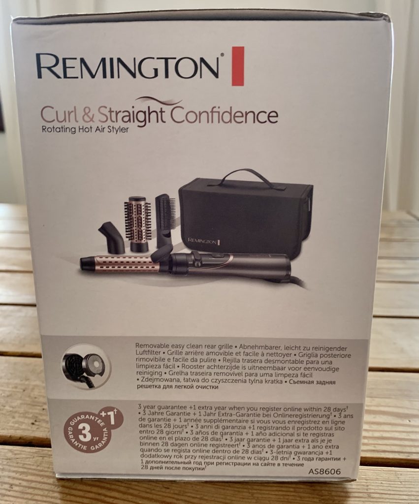 Remington AS8606 Warmluftbürste im Karton von rechter Seite