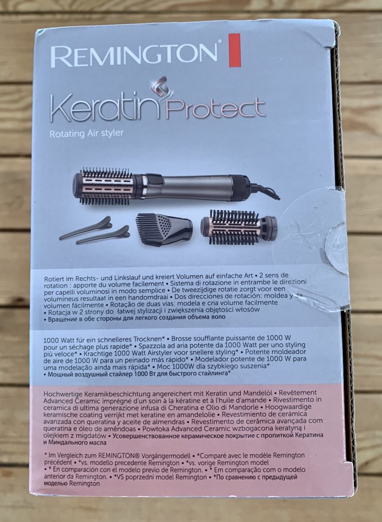 Remington AS8811 Warmluftbürste im Karton linke Seitenansicht