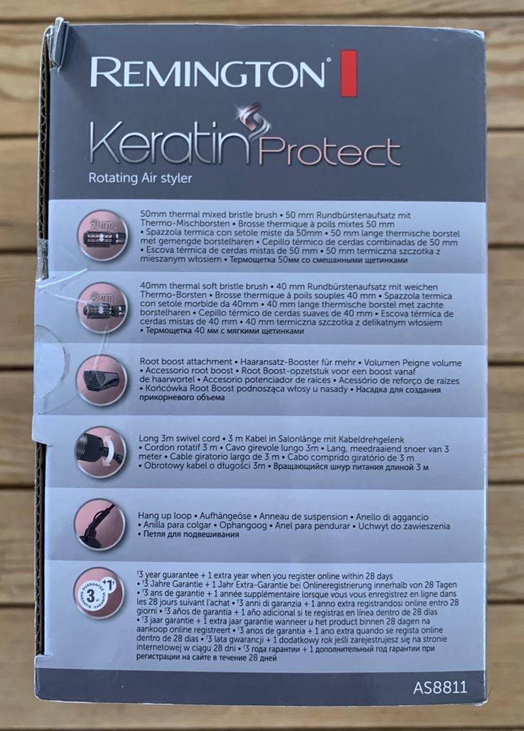 Remington AS8811 Warmluftbürste im Karton rechte Seitenansicht