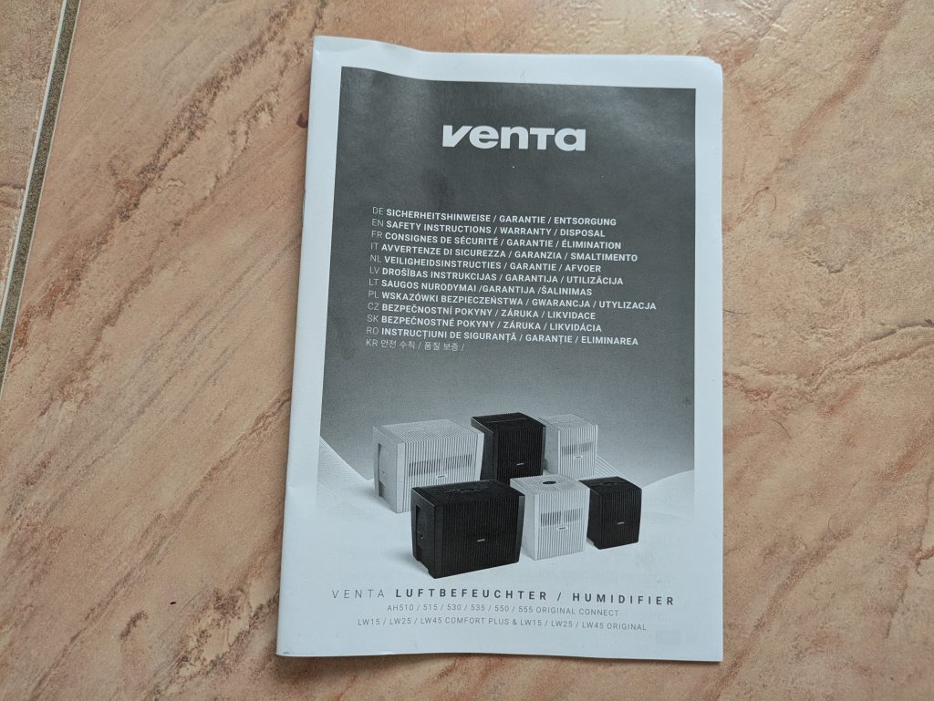Sicherheitshinweise des Venta LW15 Luftbefeuchters