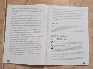 Sicherheitshinweise des Venta LW15 Luftbefeuchters geöffnet
