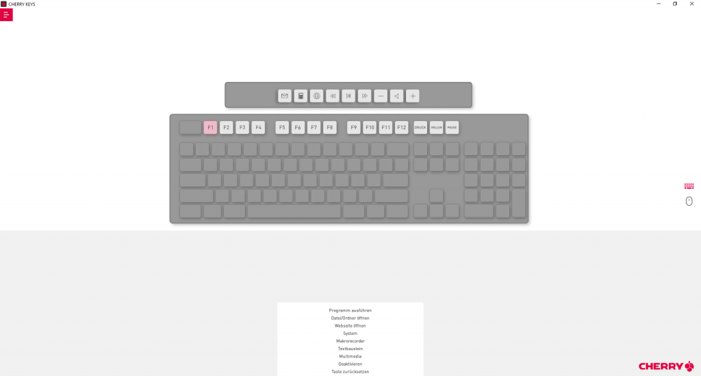 Software der Cherry KC1000 Tastatur, Tasteneinstellungen