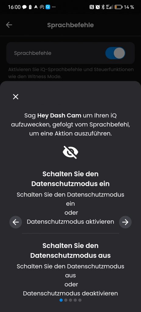 Sprachbefehle der Nextbase IQ Dashcam (2)