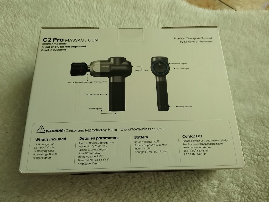 Verpackung-der-Bob-and-Brad-C2-Pro-Massagepistole-von-hinten