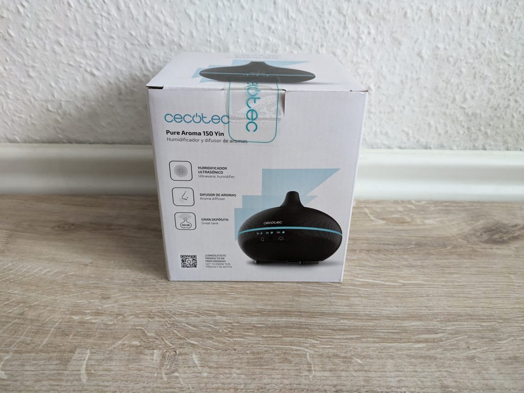 Verpackung des Cecotec Pure Aroma Luftbefeuchter von vorne