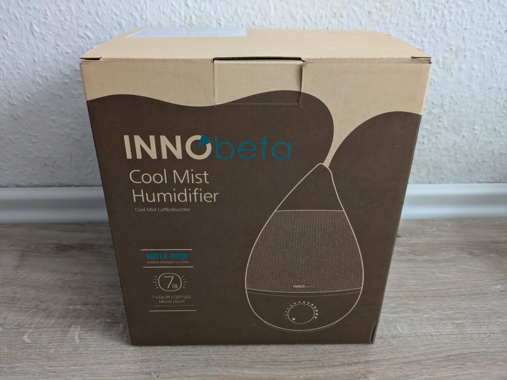 Verpackung des InnoBeta Waterdrop 2.0 Luftbefeuchters von vorne