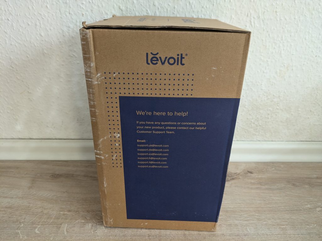 Verpackung des Levoit Dual 200S Luftbefeuchters von hinten