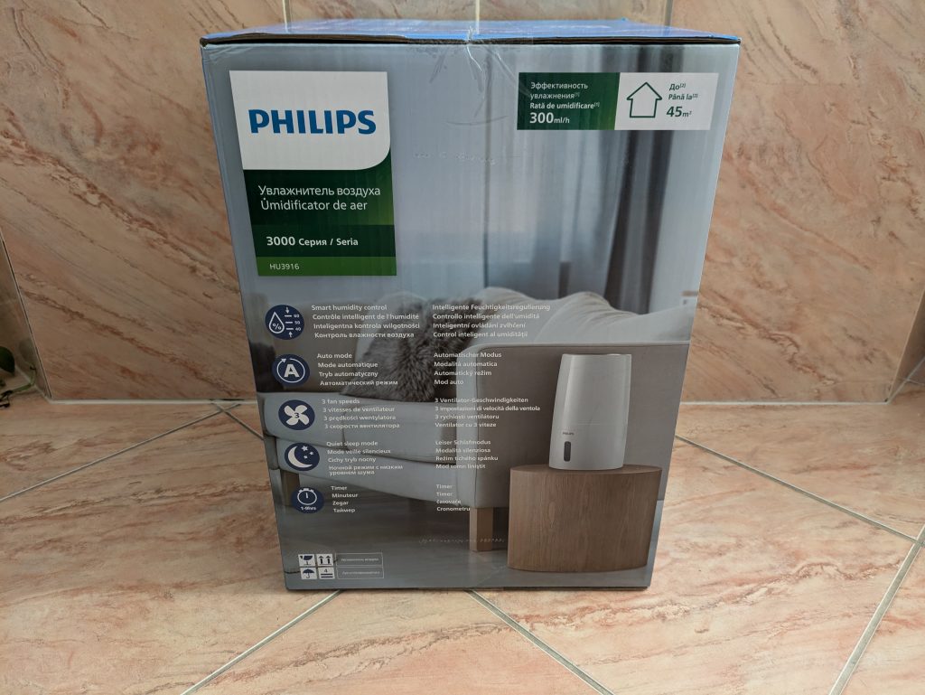 Verpackung des Philips 3000 Series HU391610 Luftbefeuchters von hinten