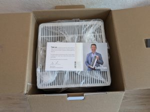 Verpackung des Stadler Form Oskar Luftbefeuchters geöffnet