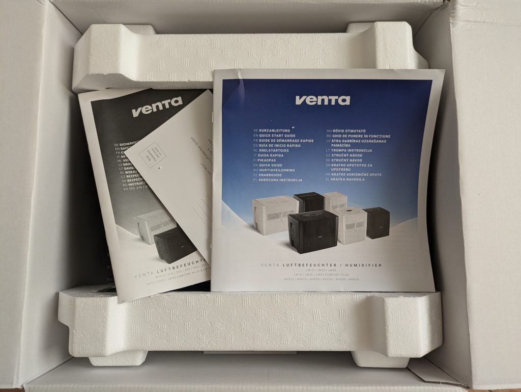 Verpackung des Venta LW15 Luftbefeuchters geöffnet